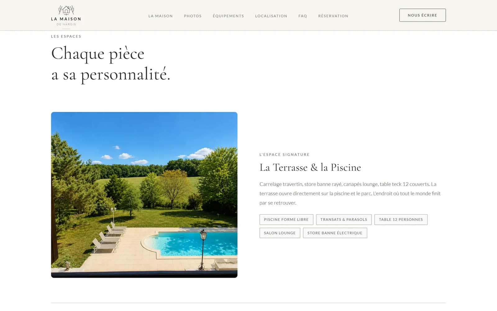 Présentation des espaces, chacun avec sa personnalité