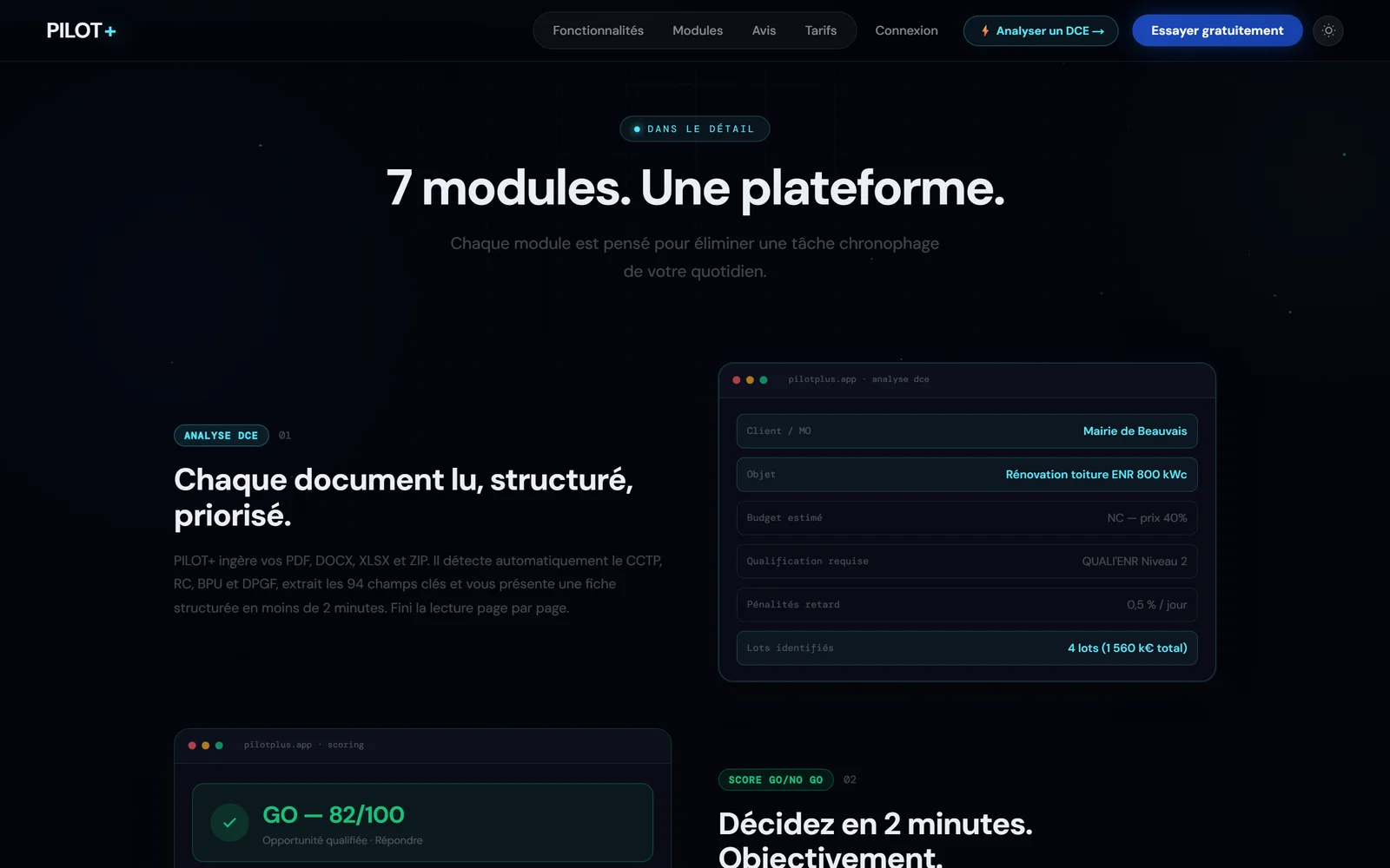 Les sept modules de PILOT+ réunis dans une seule plateforme
