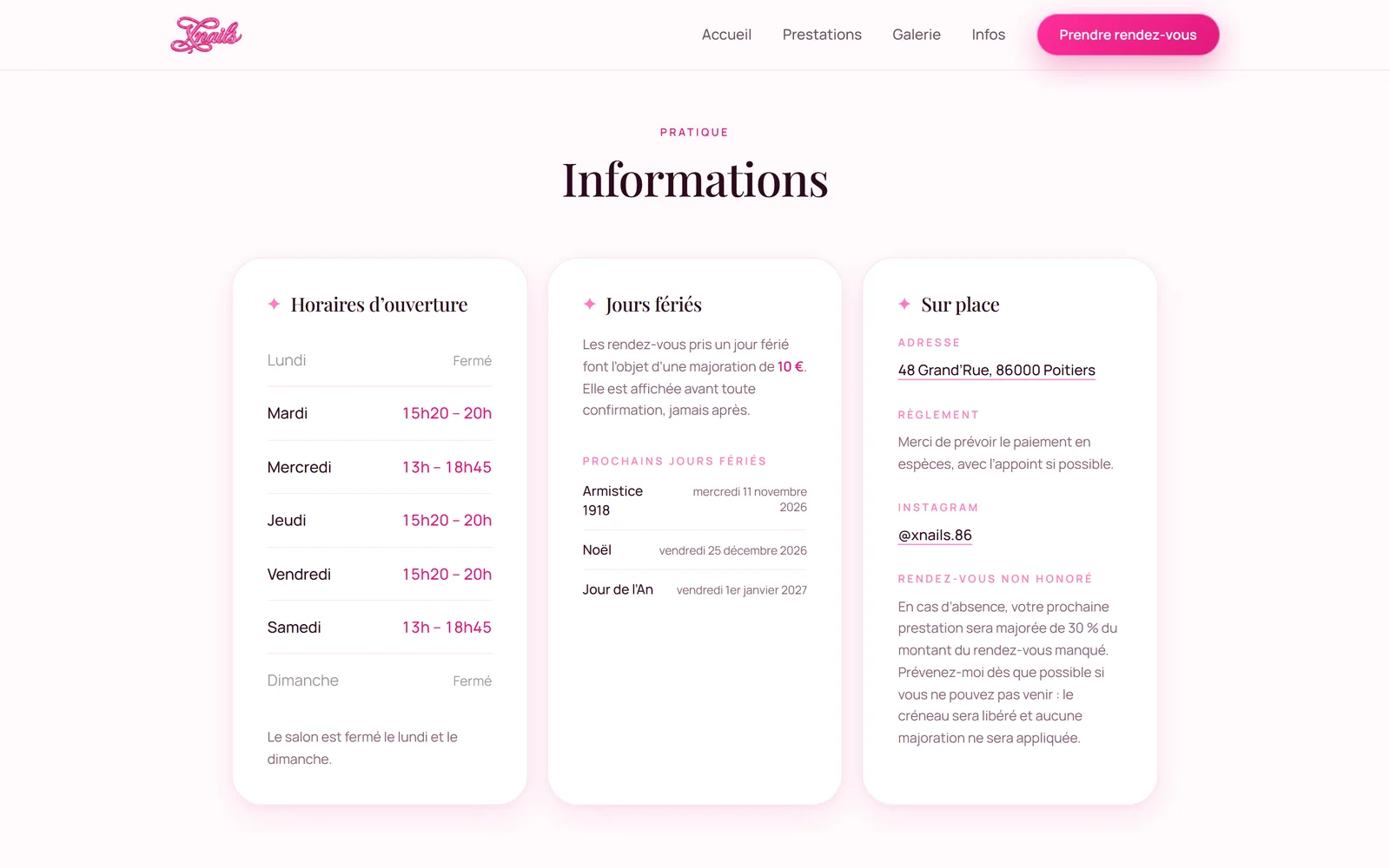 Informations pratiques et prise de rendez-vous